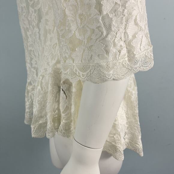 Free People Sheer Lace Tunic Shirt Top White Sz Small Whimsigoth Boho Gypsy - Picture 8 of 14